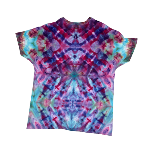 Ice Dyed Red, Blue and Purple Diamond Shirt Size Extra Large