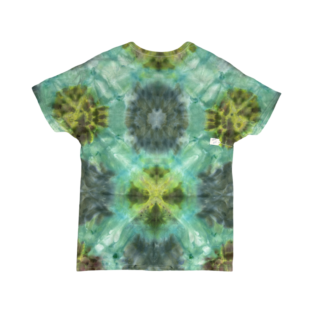 Blue Green Yellow Shibori Inspired Shirt Size Large