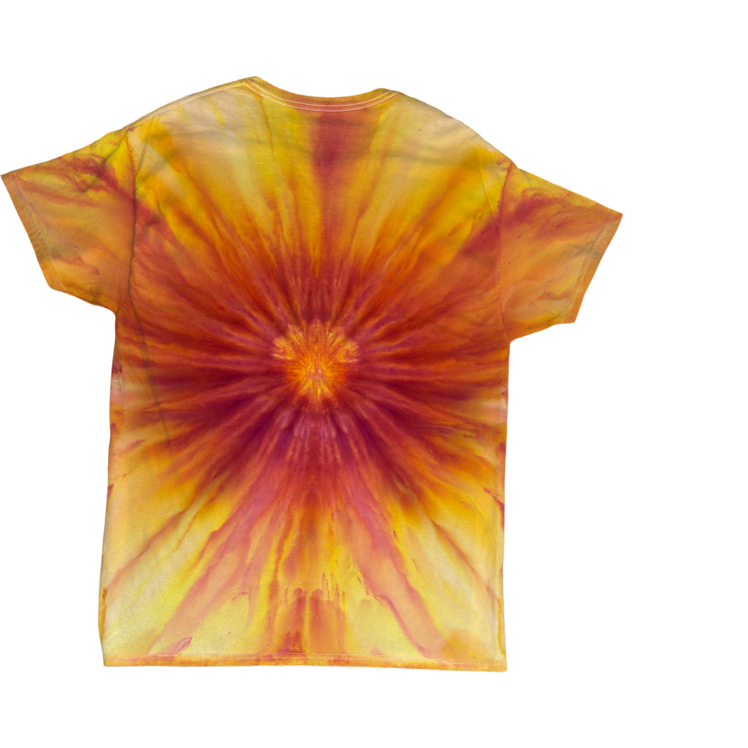 Orange Burst Gravity Dyed Shirt Size Large