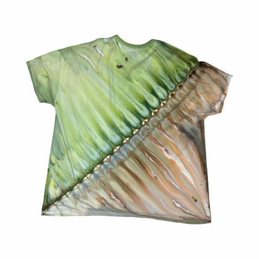 Green and Brown Zipper Gravity Dye Shirt Size 2XL