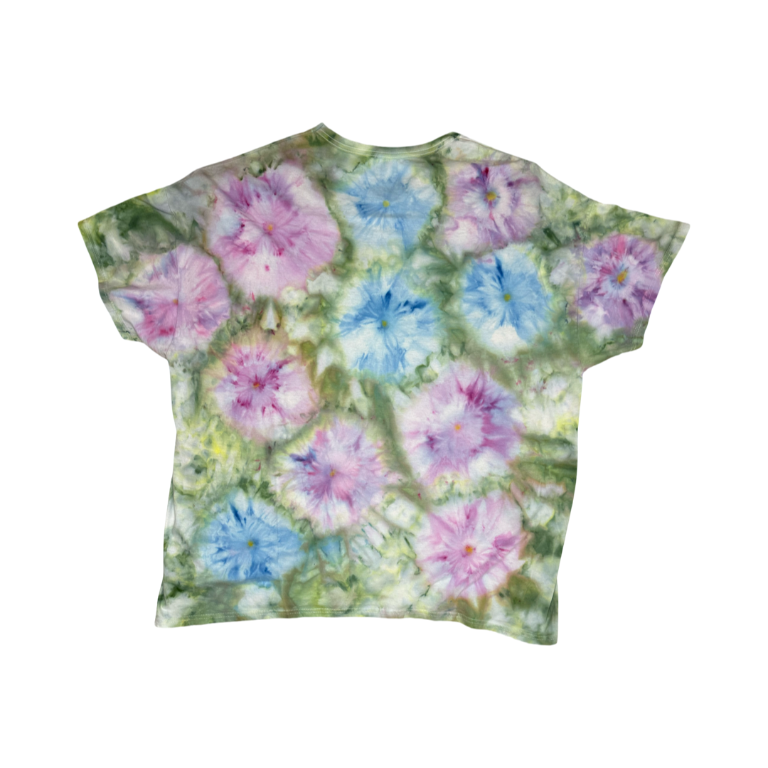 Pink and Blue Flowers Shirt Size 2XL