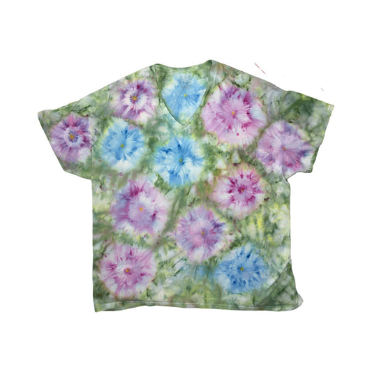 Pink and Blue Flowers Shirt Size 2XL