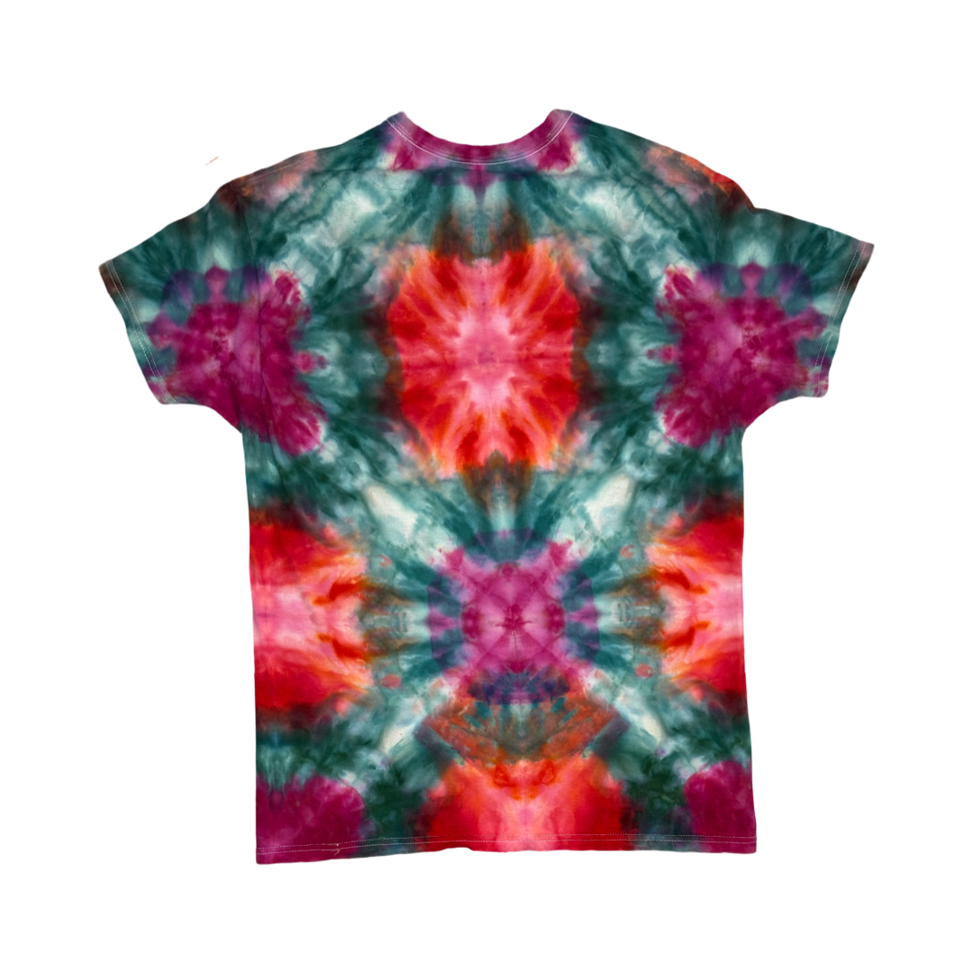 Red Green Shibori Inspired Shirt  Size Large