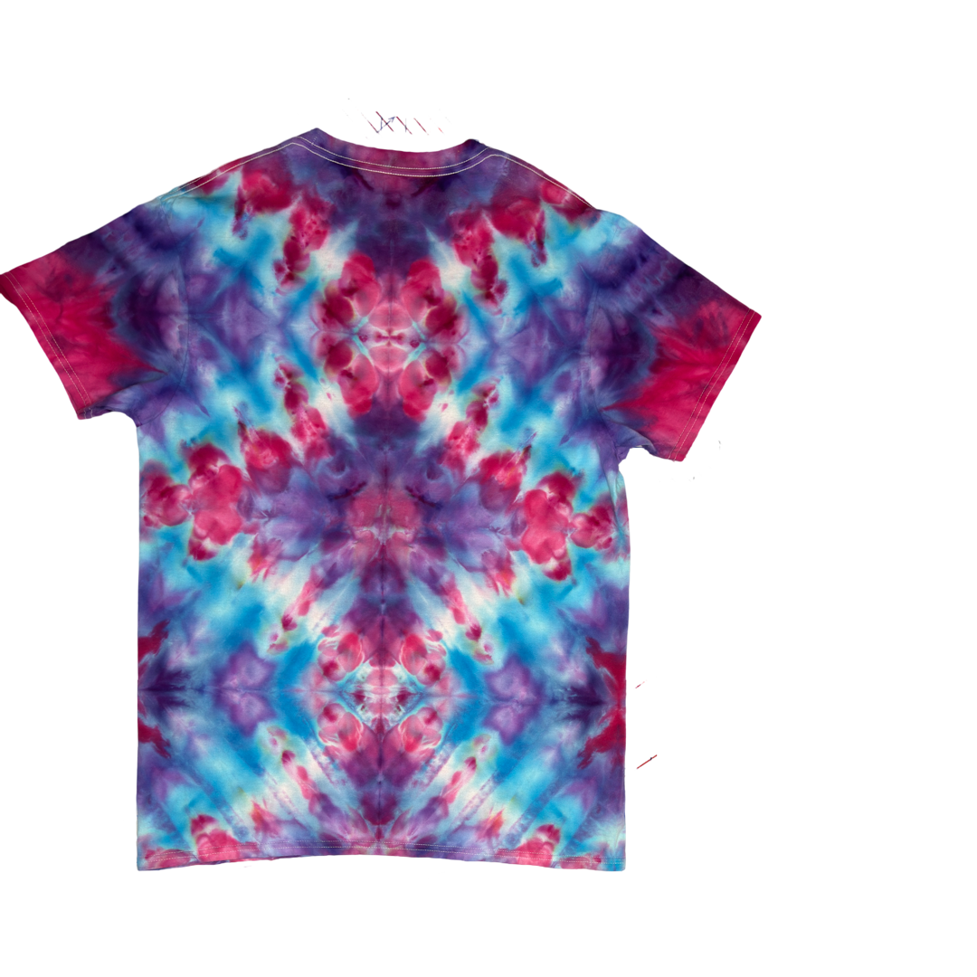 Red Blue Purple Shibori Inspired  Shirt Size Large