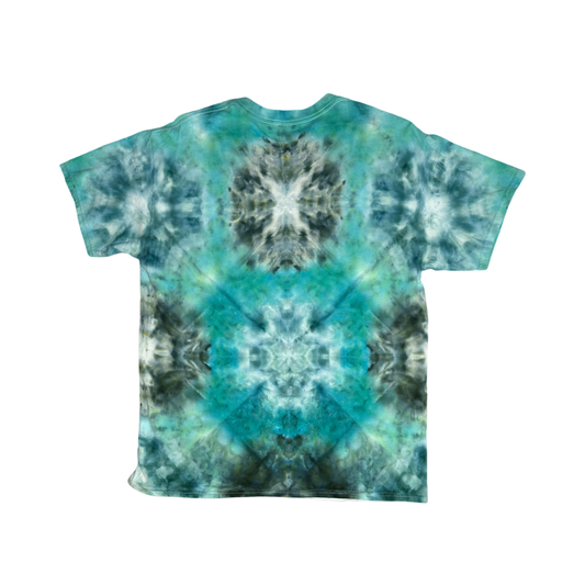 Teal and Dark Green Shibori Inspired Shirt Size Large