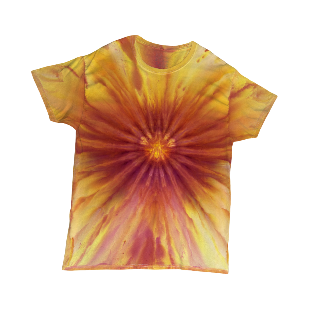 Orange Burst Gravity Dyed Shirt Size Large