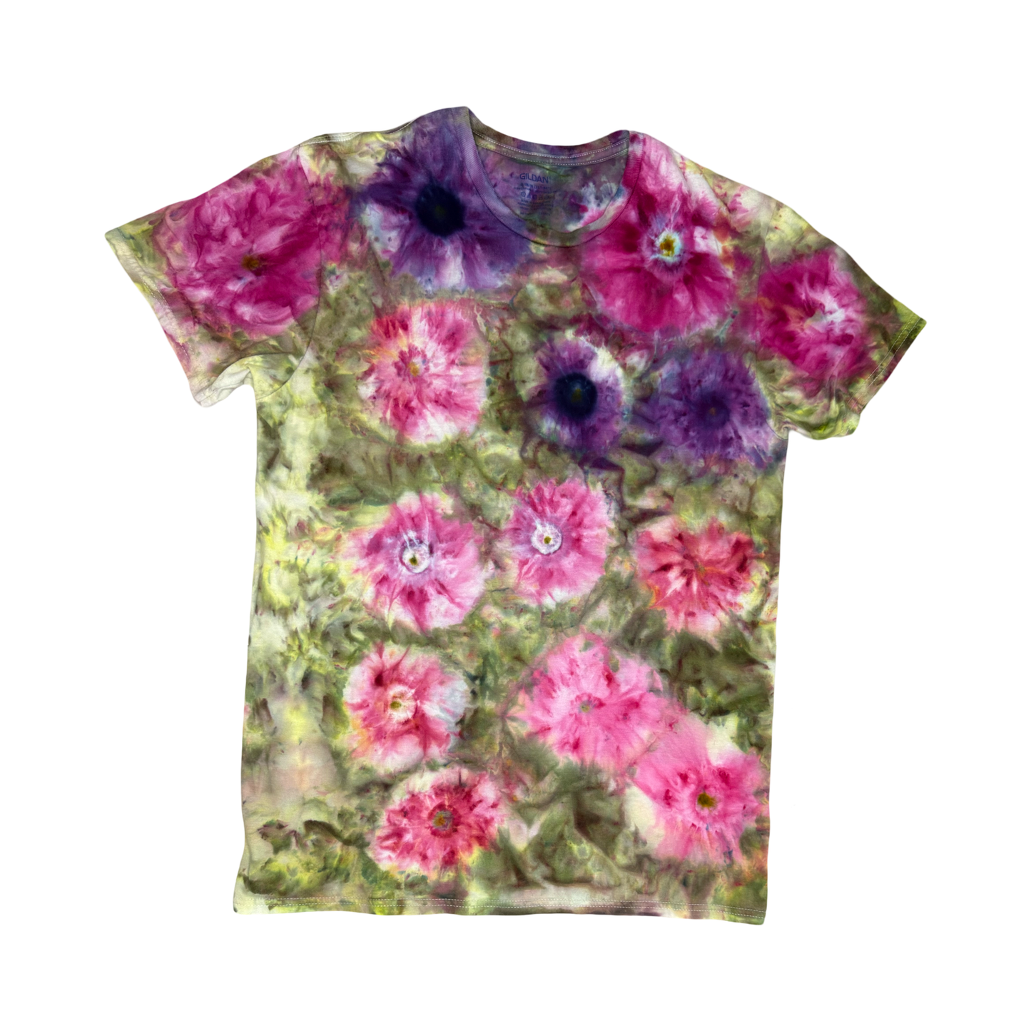 Bright Pink and Purple Flowers Shirt  Size Medium