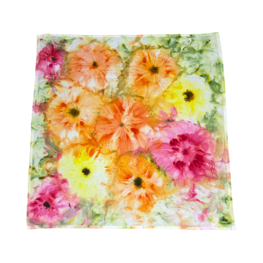 Tea Towel Orange yellow pink flowerscape