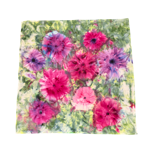 Tea Towel Pink  and Purple Flower scape