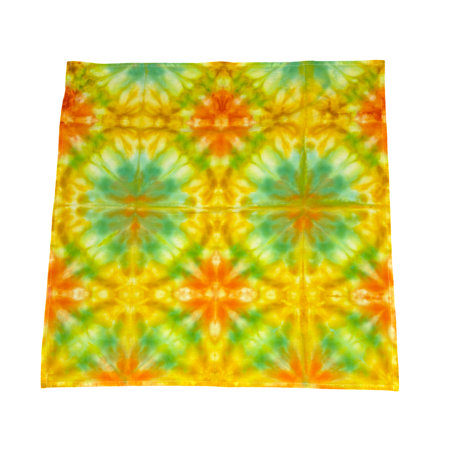 Tea Towel Shibori Inspired Lime Tangerine and Marigold