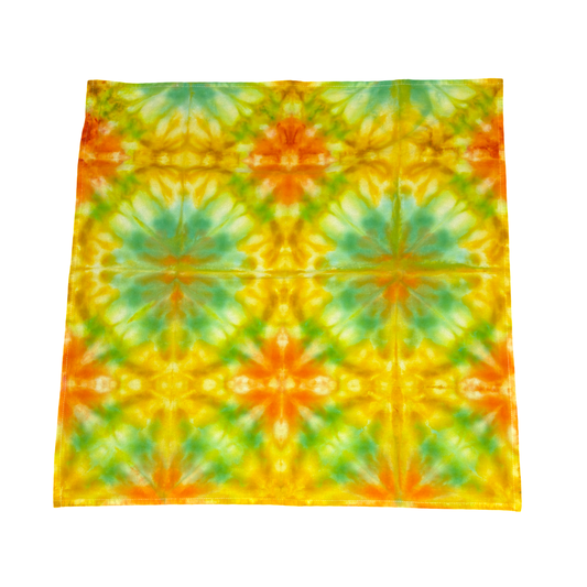 Tea Towel Shibori Inspired Lime Tangerine and Marigold