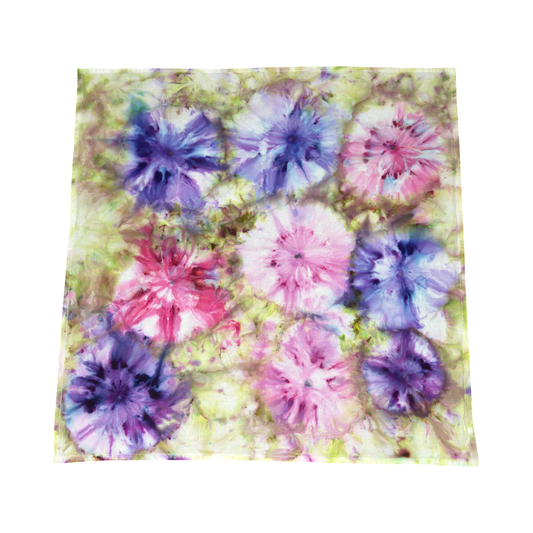 #3019 Tea Towel Blue purple and pink flowers
