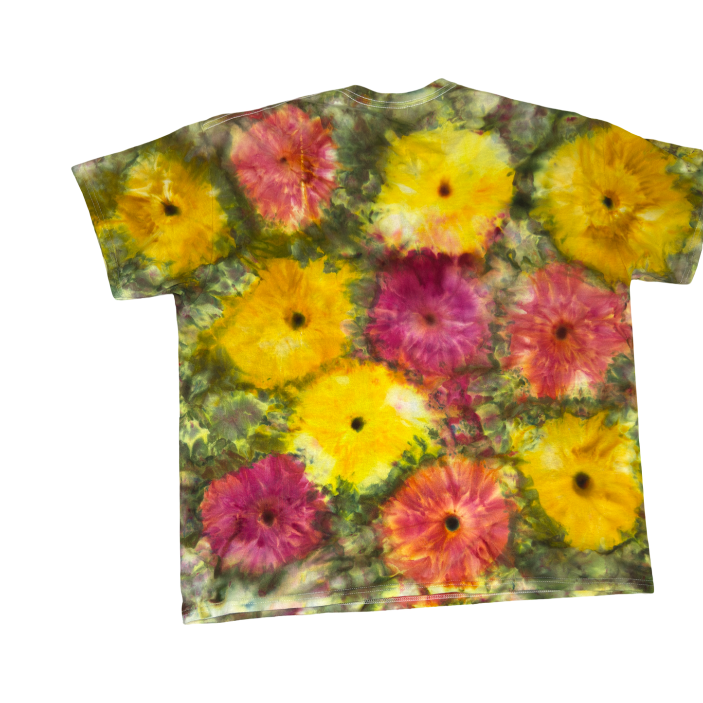 Yellow and Orange Ice Dyed Flowers Shirt Size XL